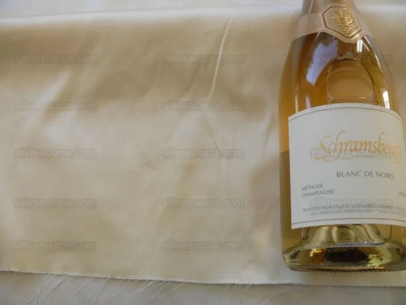 P1490204 Clarence House Monceau Satin 100% Silk Double-faced Duchess Satin WHITE & CREAM Snow White CHAMPAGNE