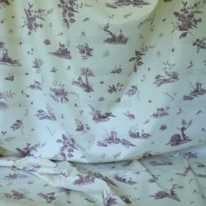 P1520078 Brunschwig & Fils Chinoisere A L'americaine Toile Berry Plum Deep Purple White Cotton Bird Animal Spider from Mount Vernon Bty