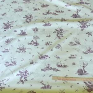 P1520082 Brunschwig & Fils Chinoisere A L'americaine Toile Berry Plum Deep Purple White Cotton Bird Animal Spider from Mount Vernon Bty