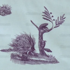 P1520089 Brunschwig & Fils Chinoisere A L'americaine Toile Berry Plum Deep Purple White Cotton Bird Animal Spider from Mount Vernon Bty