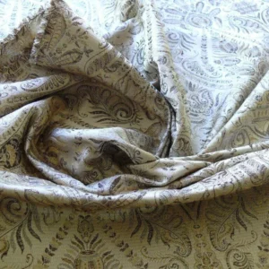 P1520873 Fabricut Federo 100% Silk Lampas Ren Medallion/artichoke- Gold