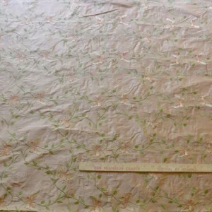 P1520885 Fabricut 100% Silk Butterfly Trellis Copper Bronze & Peach 1.1y