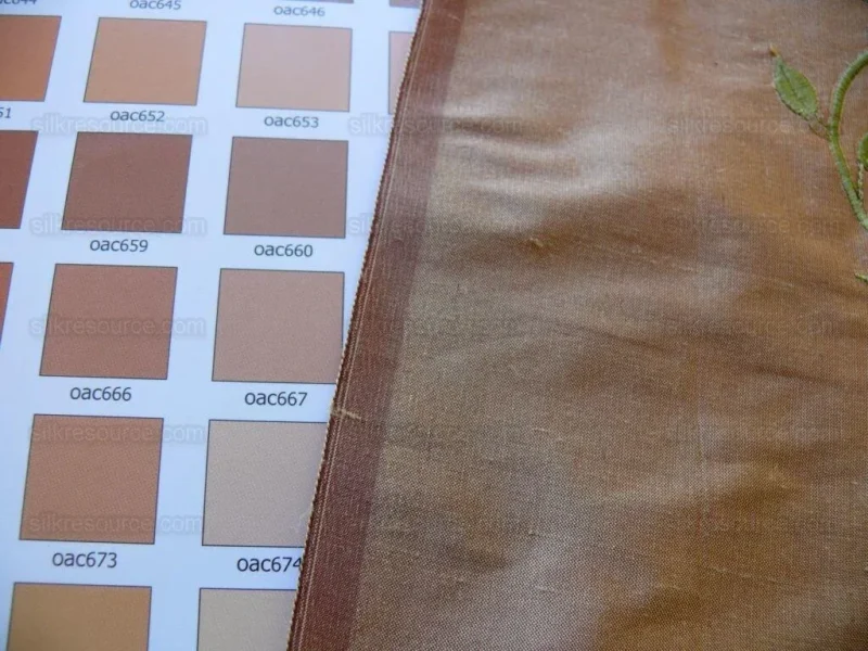 P1520886 Fabricut 100% Silk Butterfly Trellis Copper Bronze & Peach 1.1y