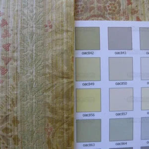 P1520902 By Yard Fabricut Medallion 100% Silk Stripe In Jasmine Yellow & Pink Green Gold Strie