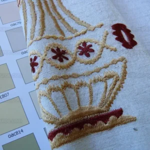 P1530162 Fabricut Quilvio Embroidered Linen/cotton Red Bouquet On Nat Bty