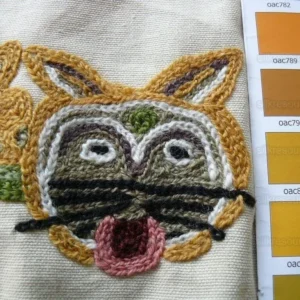 P1550992 By Yard Clarence House Animal Crewel Wool On Cotton Primativo Embroidery Aztec