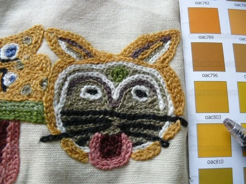 P1550992 By Yard Clarence House Animal Crewel Wool On Cotton Primativo Embroidery Aztec