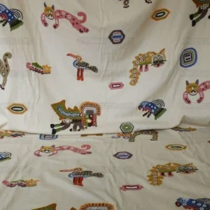 P1550994 By Yard Clarence House Animal Crewel Wool On Cotton Primativo Embroidery Aztec