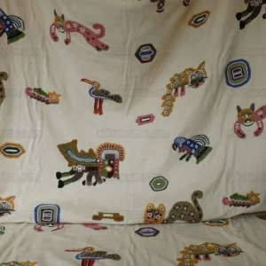 P1550995 By Yard Clarence House Animal Crewel Wool On Cotton Primativo Embroidery Aztec