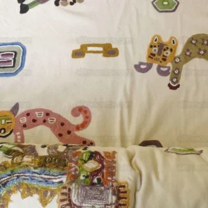 P1550996 By Yard Clarence House Animal Crewel Wool On Cotton Primativo Embroidery Aztec