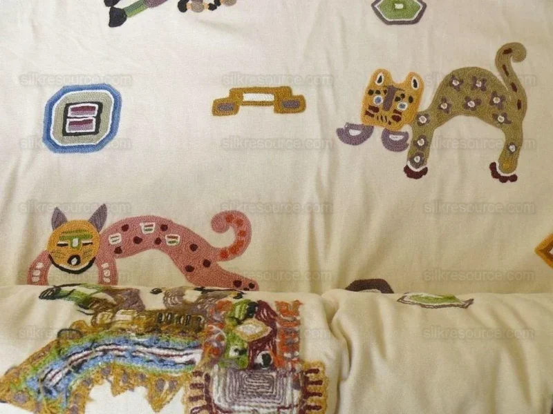 P1550996 By Yard Clarence House Animal Crewel Wool On Cotton Primativo Embroidery Aztec