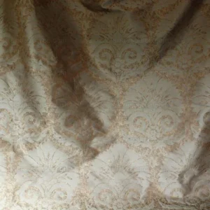 P1560653 by yard 100% Silk Damask Large Stone Paisley Caspian Grey Blue Mid Century   #1379b