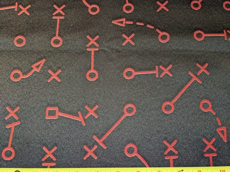 PXL_20220711_164644838 5.75+2.25y= 8y Designer Whimsical Doodle Brocade Modern Symbols Black & Red Upholstery Mid Century