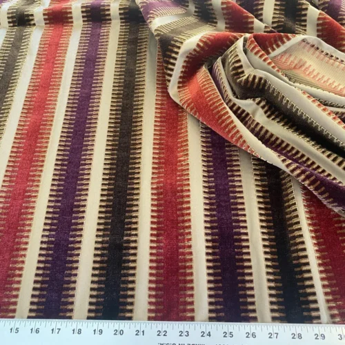img_4007 2.35yds Scalamandre Colony Indianapolis Silk Velvet Cut Velvet Burnt Raspberry Red Purple Brown Chocolate MSRP USD 830/Y