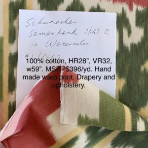 img_4279 0.56 yd F Schumacher Samarkand Ii Warp Print Watermelon MSRP USD 396/YD Special Order (Copy)