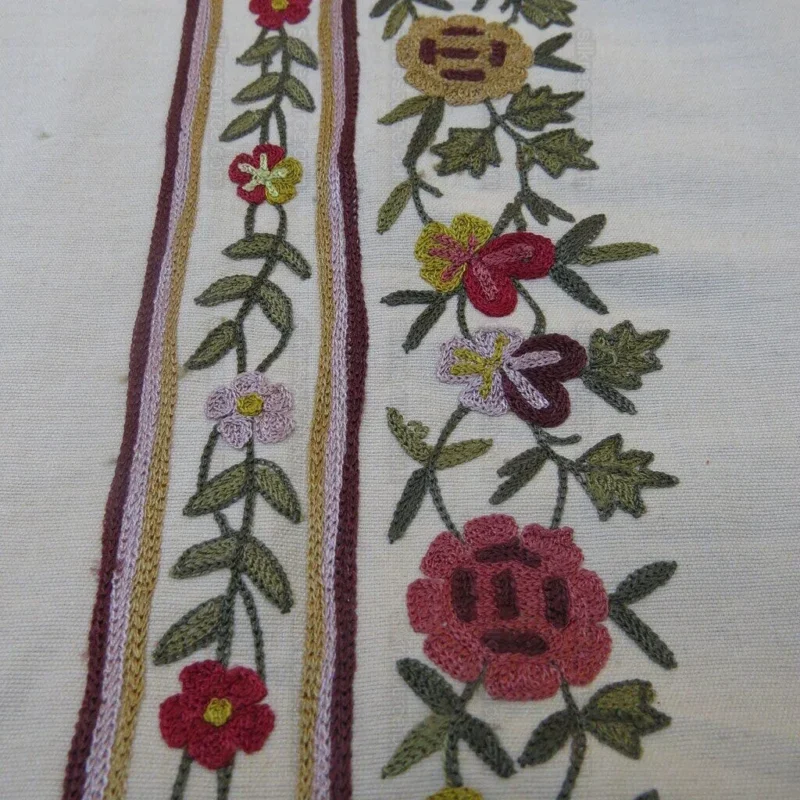 products-IMG_4404.jpg By Yd Lee Jofa Zoe Embroidery Stripe Currant Red Cream White Crewel Flower Cotton MSRP USD 236/y