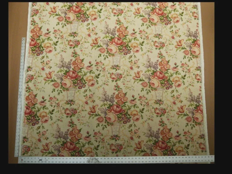 Bty Lee Jofa Ashurst Peony Tulip Lilac Rose 100%linen On Bisque English Chintz