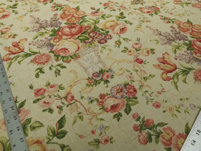 Bty Lee Jofa Ashurst Peony Tulip Lilac Rose 100%linen On Bisque English Chintz