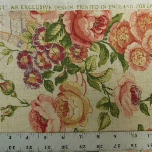 Bty Lee Jofa Ashurst Peony Tulip Lilac Rose 100%linen On Bisque English Chintz