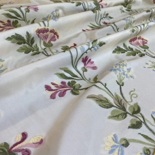 IMG_4795 Scalamandre Carlotta Vine Tourmaline & Ivory Historical Silk Lampas Fil Coupe Pink Blue MSRP USD 400+/yard