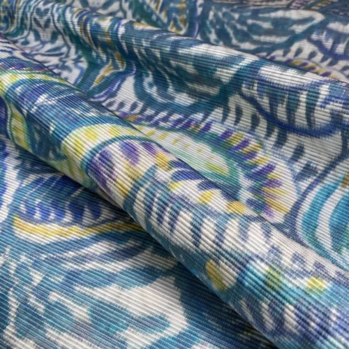 IMG_4845 Scalamandre " Indra Aqua/multi Blue Chartreuse Green White Aztek Mayan Print MSRP USD 202/Y Heavy!"