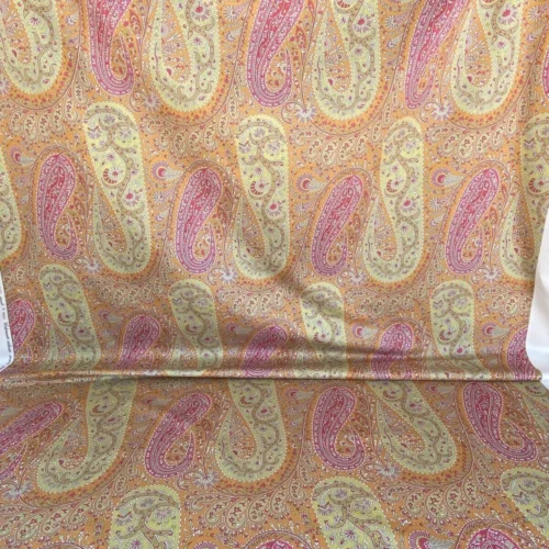 IMG_5422 Scalamandre Jaipur Paisley Cotton Satin Persimmon Pink Italy MSRP USD 199/y