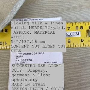 IMG_5428 By Yd Scalamandre Bambu Sky Silk & Linen Texture Solid Beige Italy MSRP USD 272/Y Glowing!