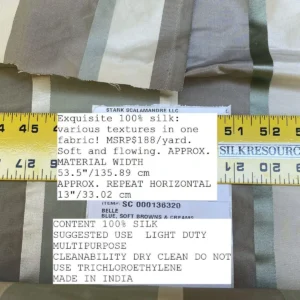 IMG_5490 Scalamandre  Belle Blue, Soft Browns & Creams Silk Satin Texture Stripe MSRP USD 188/Y