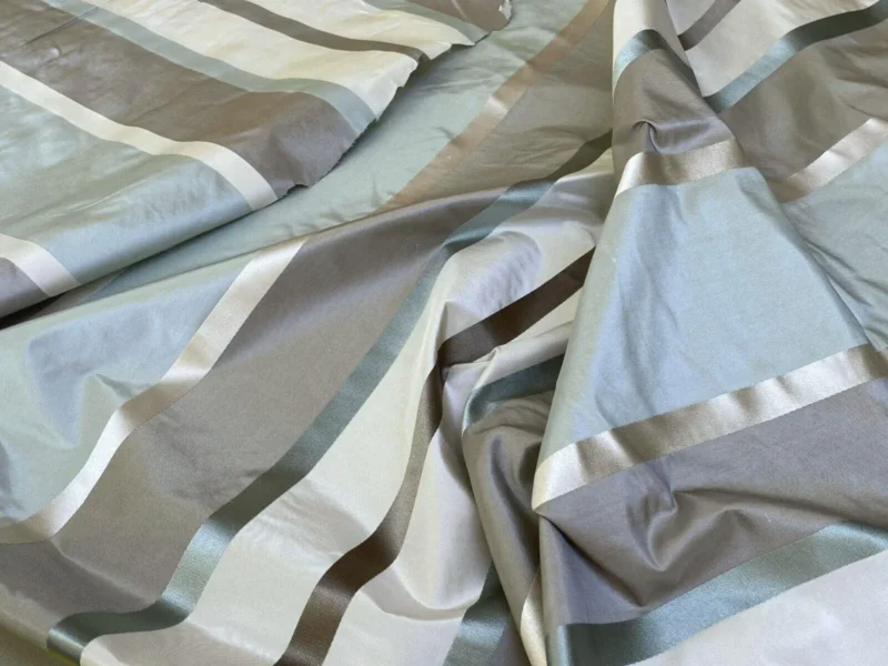 IMG_5491 Scalamandre  Belle Blue, Soft Browns & Creams Silk Satin Texture Stripe MSRP USD 188/Y