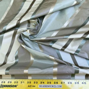 IMG_5493 Scalamandre  Belle Blue, Soft Browns & Creams Silk Satin Texture Stripe MSRP USD 188/Y