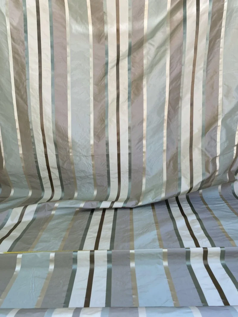 IMG_5494 Scalamandre  Belle Blue, Soft Browns & Creams Silk Satin Texture Stripe MSRP USD 188/Y