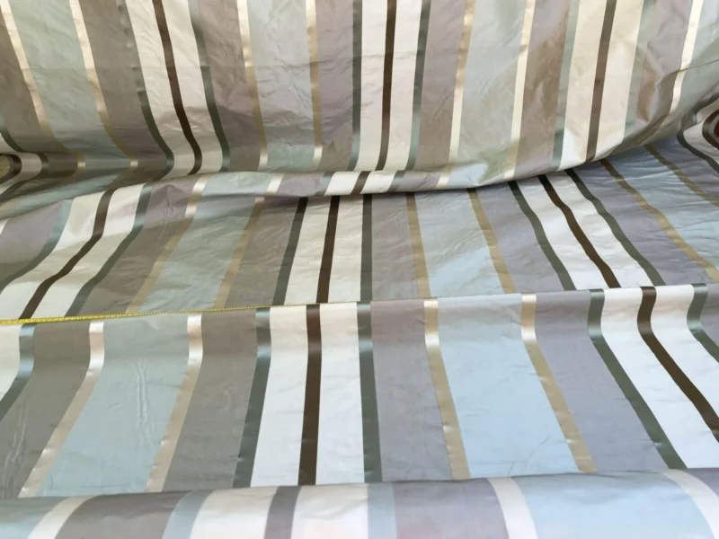 IMG_5495 Scalamandre  Belle Blue, Soft Browns & Creams Silk Satin Texture Stripe MSRP USD 188/Y