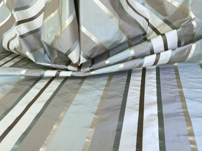 IMG_5496 Scalamandre  Belle Blue, Soft Browns & Creams Silk Satin Texture Stripe MSRP USD 188/Y