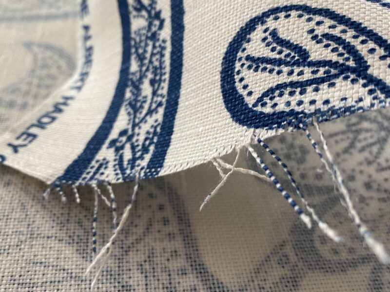 IMG_7675 Scalamandre Brooke Navy On White Blue Cotton Linen Print Heavy Cotton Linen Jacobean Flower Albert Hadley