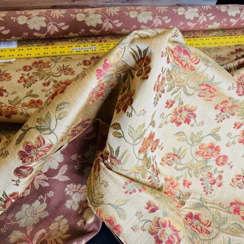 IMG_8805 Scalamandre Charroux Gold Peony Field Red Floral Lampas Red France MSRP USD 284/Y