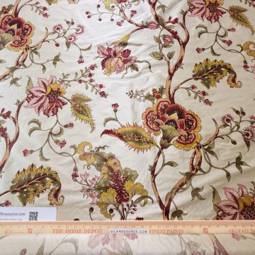 img_1561 Scalamandre Baradi Blossom On Chablis Pink Jacobean Palampore Tree Of Life Printed Silk Pink Green On Cream White MSRP USD 192/y