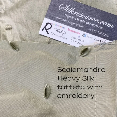 IMG_4508 6 Boxr Scalamandre 1y+ Silk Embroidery Icy Pale Green Showroom Sample