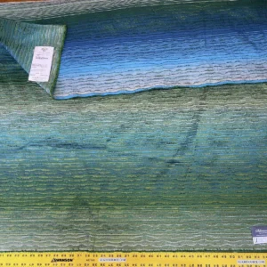 IMG_4538 1 Berkbox97 Length 2.4yds Plains Textures by Scalamandre Riviera Stripe Cannes Green Beige / Natural Wool Silk MSRP USD364/yd