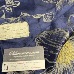 IMG_4555 7 Boxu Scalamandre Stark 2.4yds Princess Silk Patriot Blue and Gold Large Flora Floral Embroidery MSRP0+/yard