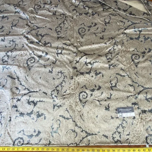 IMG_4683 11 Boxw 2.4y Scalamandre Square Showroom Sample Full Yard Palermo Velvet Beryl Blue Paisley Printed Velvet