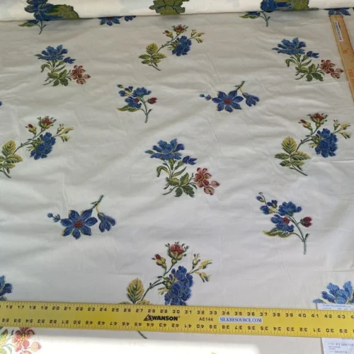 IMG_4815 By Yd Scalamandre Nocturne Ivory Traditional Flower Brocade Blue Red Green Ivory Cotton Blend MSRP USD 244/Y