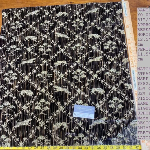 IMG_4974text 13 Boxr Scalamandre  Santini Gold Square Silk Velvet Lion Animal Leopard Forest MSRP USD 882/y