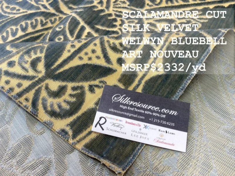 IMG_4984text 10 Boxr Scalamandre Welwyn Bluebell Square Showroom Sample Cut Silk Velvet  MSRP USD 2332/Y