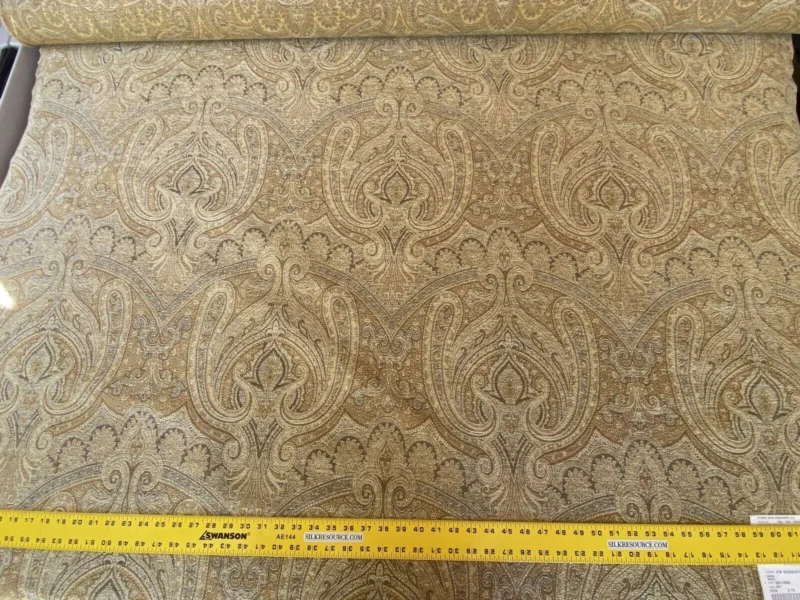 IMG_5187 Scalamandre " Asha Gold MSRP USD 256/Y Woven Turkish Paisley Chenille Gold Red Rust