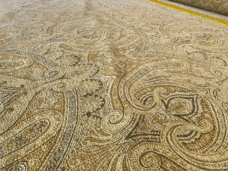 IMG_5192 Scalamandre " Asha Gold MSRP USD 256/Y Woven Turkish Paisley Chenille Gold Red Rust