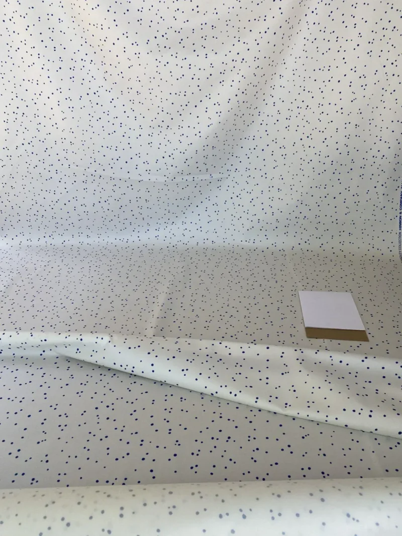 IMG_5219 Scalamandre " Van Cotton Print Navy On White Polka Dots MSRP USD 176/Y Albert Hadley To Van Truex Hn"