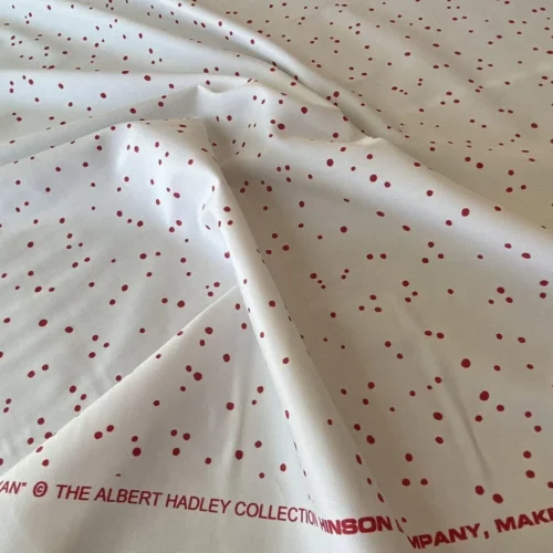 IMG_5275 Scalamandre " Van Cotton Print Red On White Polka Dots MSRP USD 176/Y Albert Hadley To Van Truex"