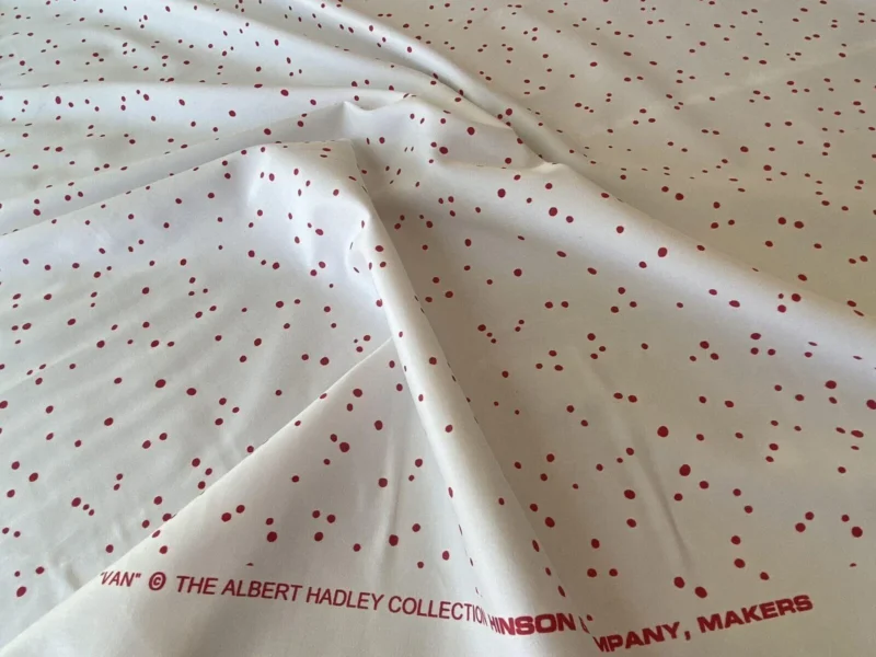 IMG_5275 Scalamandre " Van Cotton Print Red On White Polka Dots MSRP USD 176/Y Albert Hadley To Van Truex"