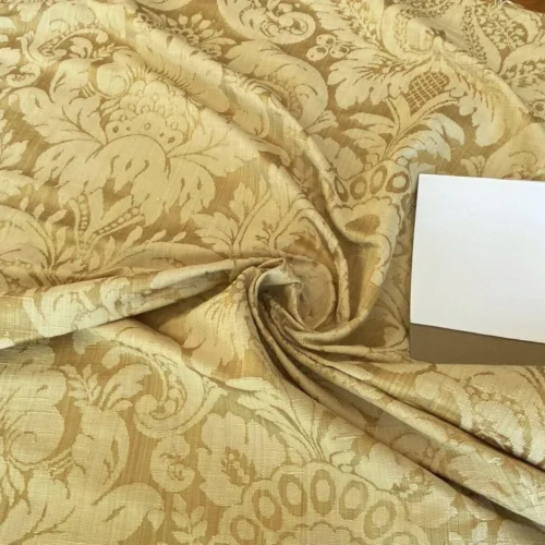 IMG_5285 Scalamandre " Wicklow Silk Straw Strie Renaissance Grand Damask Gold Yellow White MSRP USD 278/Y Damask"