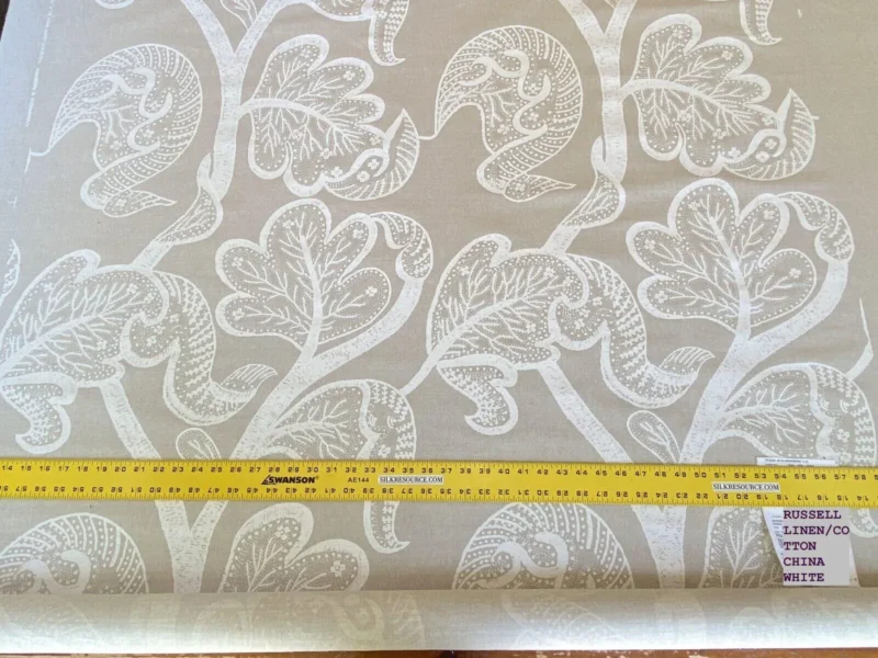 IMG_5296 Scalamandre Russell Linen Cotton China White Albert Hadley Print Jacobean MSRP USD 188/Y